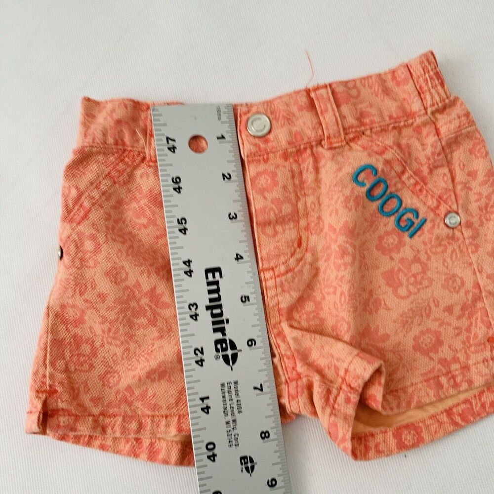 COOGI Shorts Baby Girl‎ 24M Orange Floral Embroidered Logo Stretch Waist Pockets - Picture 6 of 7